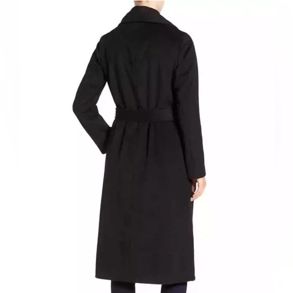 Cole Haan Women's Black Signature Draped Front Wrap Coat Size 8 - Picture 6 of 15